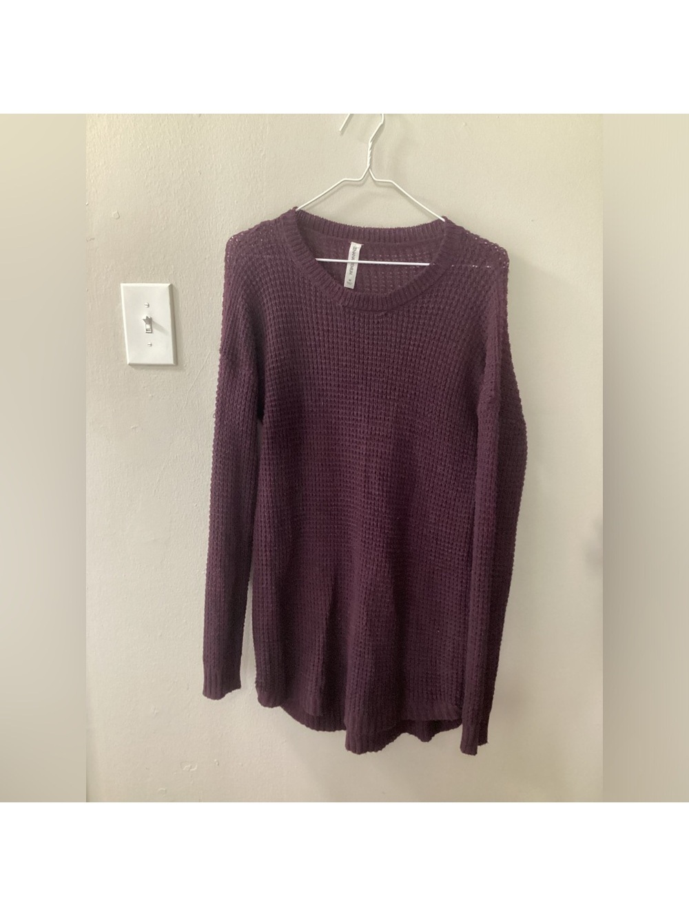 Women’s Zenana Premium Medium Purple See Through Sweater Tote8